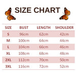size chart for lovely butterfly sweatshirt