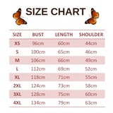 size chart for admiral butterfly sweatshirt