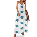 sleeveless blue butterfly dress