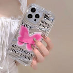 pink and white butterfly phone case in silicone