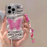 white and pink butterfly phone case for women