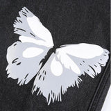 white butterfly jeans design