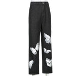 white butterfly jeans front view