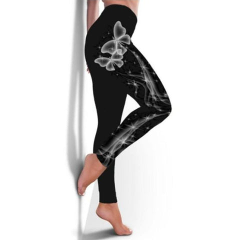 white butterfly leggings