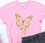 golden butterfly pink t shirt