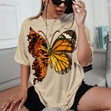 khaki double face butterfly t shirt