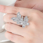 big sterling silver butterfly ring on finger