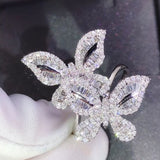 big sterling silver butterfly ring for women