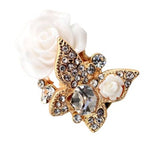 butterfly flower crystal ring