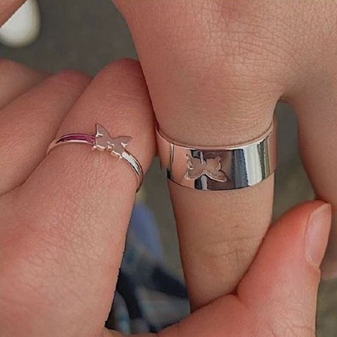 butterfly ring set couple love