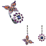 butterfly wedding ring set red