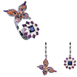 butterfly wedding ring set red