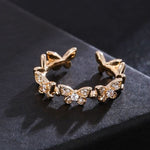 dainty gold butterfly ring front view