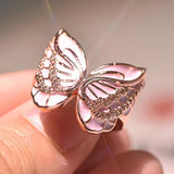 enamel butterfly ring on hand