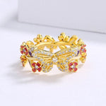 enamel gold butterfly ring women