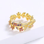 enamel gold butterfly ring women