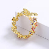 zirconia enamel gold butterfly ring
