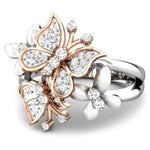 engagement rose gold butterfly ring woman