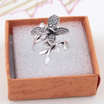 exquisite leafy butterfly ring jewelry