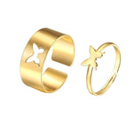 gold butterfly couple ring 