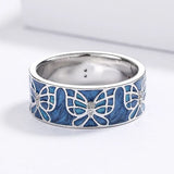 mens vintage butterfly ring with enamel