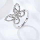 moissanite butterfly ring silver
