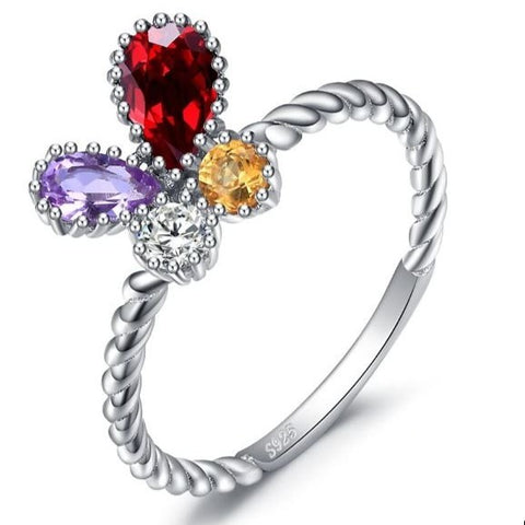 multi-gemstone butterfly ring