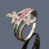 rainbow butterfly ring yellow front view