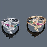 rainbow butterfly ring grey and yellow