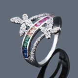 rainbow butterfly ring grey vertical