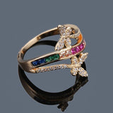 rainbow butterfly ring yellow front view