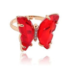 red butterfly crystal ring