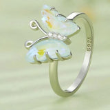silver and blue crystal butterfly ring