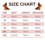 size chart for charitypink butterfly t shirt