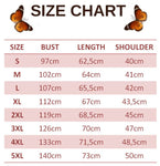 size chart for cyan blue butterfly t shirt
