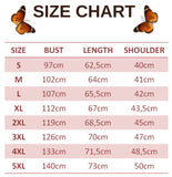 size chart for cyan blue butterfly t shirt