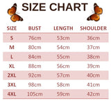 size chart for begonia butterfly t shirt