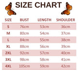 size chart for shades of butterfly t shirt
