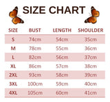 size chart for zinnia butterfly t shirt
