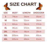 size chart for monarch butterfly t shirt