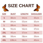 size chart for wildlife illusion butterfly t shirt