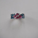 blue sterling silver flower and butterfly ring