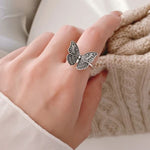 vintage sterling silver butterfly ring on finger