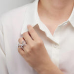 white gold butterfly ring on finger